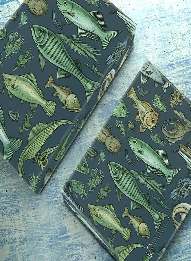 Boerni Ocean Sea Realistic Plenty of Fish Mackerel Fly Fishing Away Themed Gift Wrapping Paper 4 Sheets 28 * 20inch for Baby Shower Fishing Enthusiast Birthday Christmas Party - Image 4